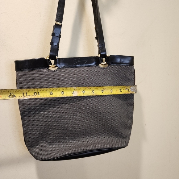 GENNY Black and Gray  Vintage Leather and Canvas Tote Bag - Picture 11 of 16